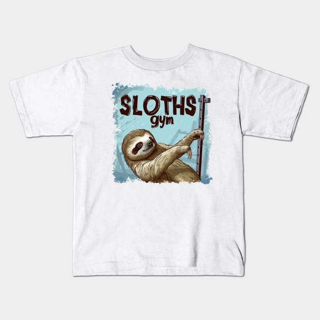 sloths gym Kids T-Shirt by boxermaniac